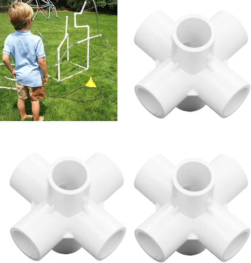 10PCS PVC Plastic Pipe Connector, 6 Way Elbow Fittings for 25mm Inner Diameter Pipe (White)