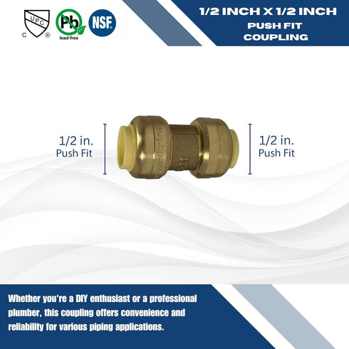XFITTING 1/2" Push Fit Coupling, 10 Pcs