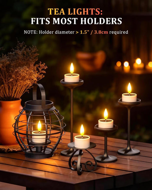 SoulBay 6 Pack Solar Tea Lights Outdoor Waterproof, Small Flameless Flickering Small Bright LED Candles Lights