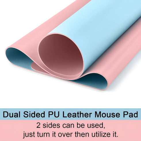 CCOCC 31x15in Dual-Sided Desk Mat Large Waterproof PU Leather Desk Pad Mouse Pad Keyboard Mat Pink