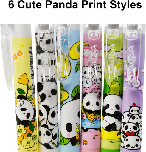 Maydahui 30PCS Kawaii Panda Pens, Retractable Gel Pen, Cute Little Bear Flower Print Animal Pens for School Home Office