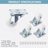 1" Low Profile Caster Wheels Set of 4, No Noise Casters for Furniture, 360 Degree Top Plate