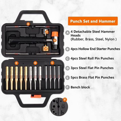 Set,Brass Set Set Set Hammer Set Pridefend Punch Punch and Roll Pin Punch Made of Solid Material Including Steel Pin