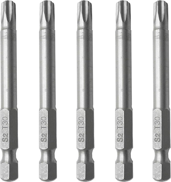 10PCS T30 Torx Screwdriver Bit, 1/4 Inch Hex Shank 65mm Long, S2 Steel Magnetic Torx Tool Set
