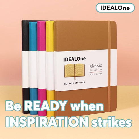 Classic Hardcover Lined Notebook Journal, 5.7 x 8 inches, 160 Pages, 7mm College Ruled, Mustard Yellow