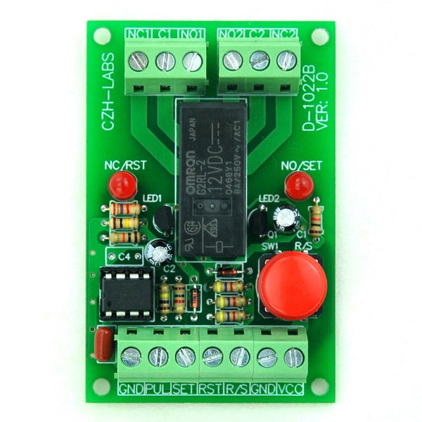 ELECTRONICS-SALON Panel Mount Momentary-Switch/Pulse-Signal Control Latching DPDT Relay Module, 12V