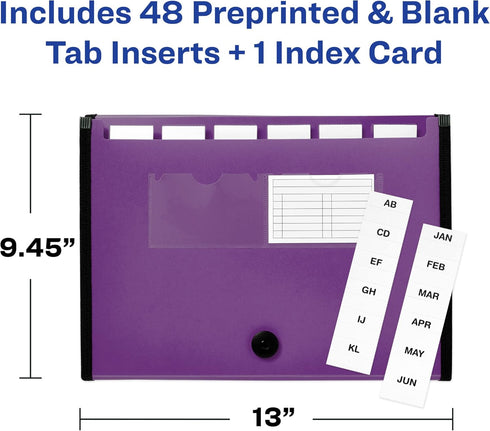 Avery Expanding File Folder Organizer, 7-Pocket Accordion, Plum, Holds 425 Letter/A4-Size Sheets