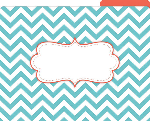 Barker Creek Designer File Folders - Set of 24, Beautiful Chevron, Multicolor Chevrons, Letter Size, 1/3 Cut Tabs