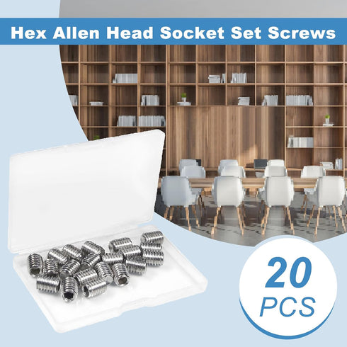 Juvielich 20 3/8-16 1/2" Set Set PCS x Screws,SAE Stainless Hex Allen Head Socket Screws Grub Screw Bolts Internal