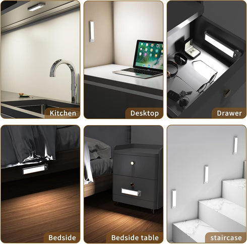 Goohoom 2000mAh 3 Dimmable Closet Counter Under Cabinet Lights with Battery Display, Rechargeable LED Motion Sensor