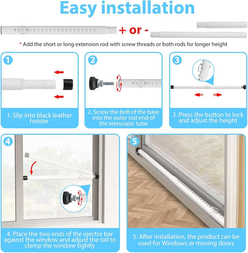 16.5" 51" 2 Pack BsBsBest Sliding Door Security Bar to Sliding Door Lock Heavy Duty Sliding Glass Patio Door Window
