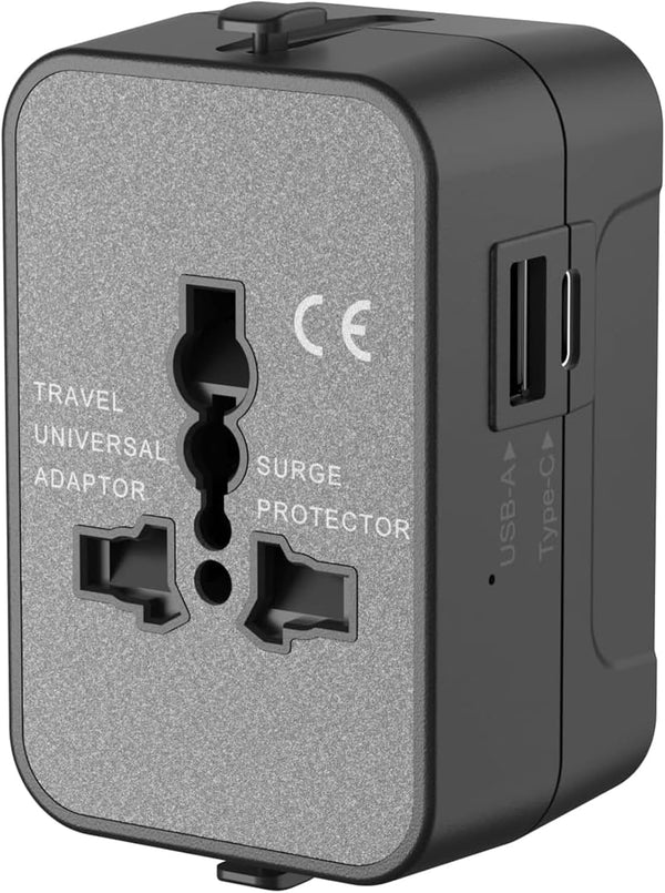 Vishui 2025 Upgraded Universal Travel Adapter, All-in-One International Plug with USB-A & Type-C
