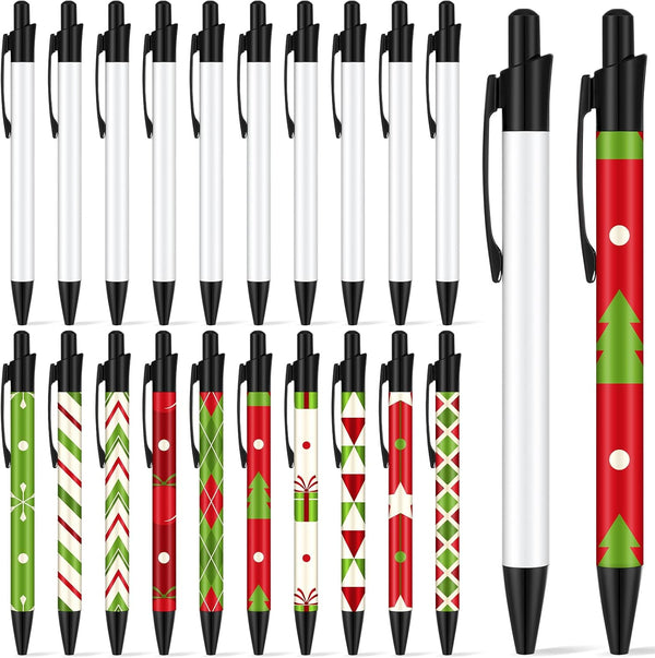 Yexiya Sublimation Pens Blank Heat Transfer Pen, White Aluminum Customized Clip Pen for Christmas Supplies (10 Sets)