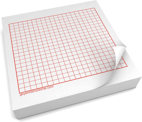 Geyer Instructional Products Graphing Post-It Notes, 20x20 Squares, 4 Packs of 100 Sheets, 400 Total