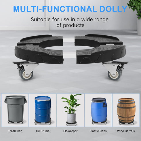 15-19 Inch 4 440lbs Nefish Trash Can Dolly Wheels, Adjustable Round Furniture Dolly with Wheels, Heavy Duty Drum