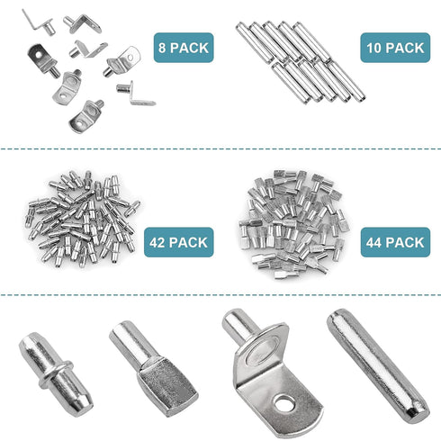 Veiwonat 145 4 5mm 1/4inch (104) Pcs Shelf Pins Kit, Upgraded Shelf Pins Styles, & Nickel Shelf Support Pegs, Cabinet