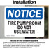 (2 Pack) OSHA Notice Sign Fire Pump Room Do Not Use Water 5 Inch X 3.5 Inch Vinyl Label Decal Sticker