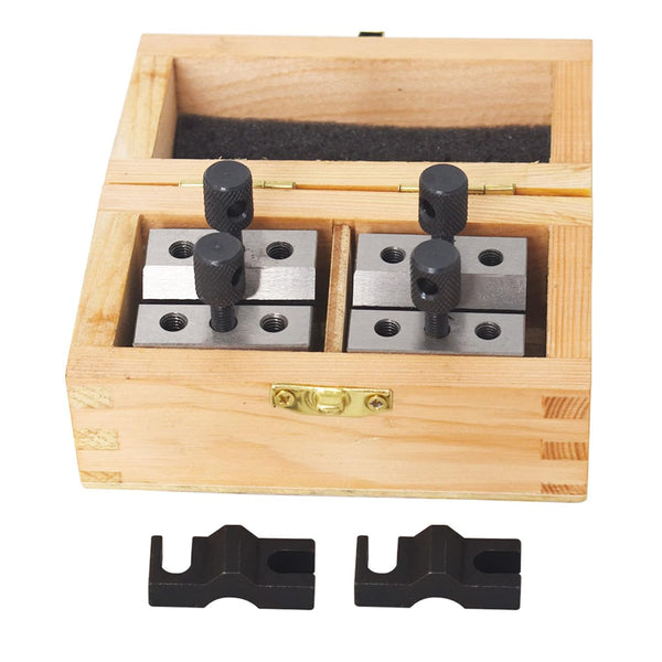 V Block Set with Clamp - Hardened Steel 90 Degree Angle Precision V Block Set with Box