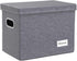PRANDOM File Organizer Box - Set of 1 Collapsible Decorative Linen Filing Storage with Lids, Letter Size Grey