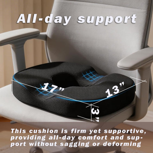 D DITALON Tailbone Donut Pillow Seat Cushion for Pain Relief, Memory Foam Coccyx Cushion with Ergonomic Cutout