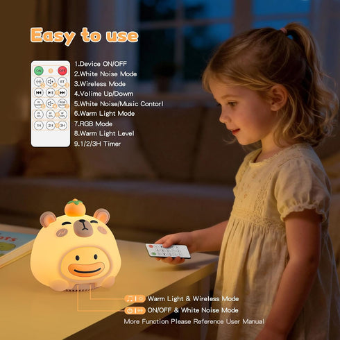 20 3 Baby Sound Machine, Soothing Sounds White Nosie for Sleeping, Rechargeable Night Light with Speaker, Brightness
