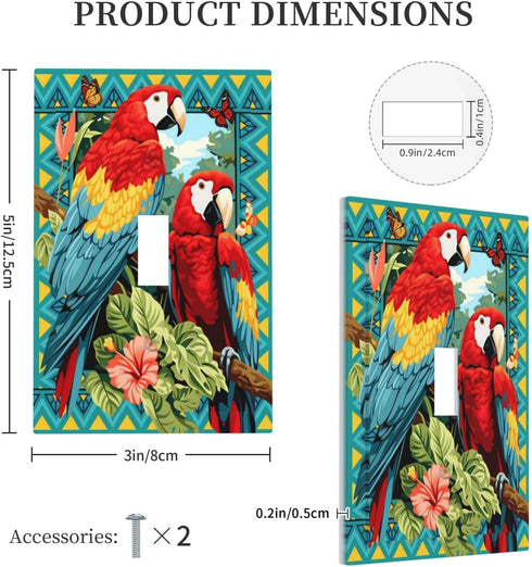 HTSAHKV 3 5 Inch Parrot Bird Wall Plate Light Switch Cover Single Gang Outlet Faceplate Print Plate Cover X