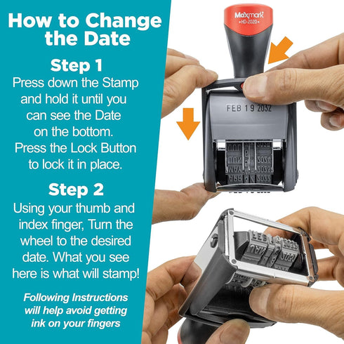 MaxMark Heavy Duty Date Stamp with Exclusive 12-Year Band, Large Date Size - Black Ink