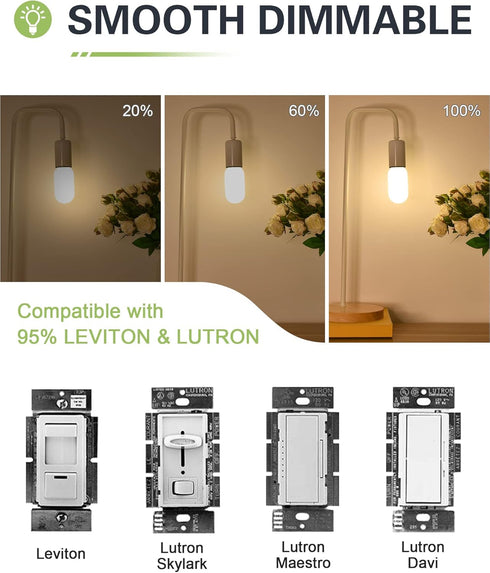 LED Light Bulb, 25W Equivalent, Soft Warm White 2700K, 3 Pack, E26 Base, 2W, Dimmable, T45, 200 Lumen