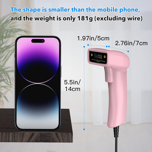 symcode 1D USB Barcode Scanner, Handheld Wired CCD Laser Barcode Reader Scanner Supports Screen Scan UPC Bar Code