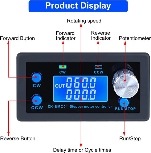 5-30V, 1/128 17/23 CNC Stepper Motor Controller (Driver Needed), PEMENOL DC Microstep Resolution, Adjustable Speed