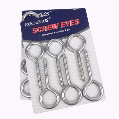 10 Pack Heavy Duty Screw Eyes, 3.2 Inches Eye Hooks for Securing Cables Wires, Indoor & Outdoor Use