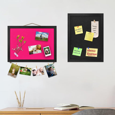 Pink Bulletin Boards Cork Board, 15"x11" Small Display Pin Board for Walls, Jewelry, Notes, Photos, Office, Wood Framed