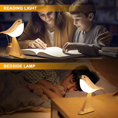 3-Way Dimmable Deogos Cute Bird Table Lamp, Touch Control Bedside Lamp, Brid Night Light, Cordless Small Desk Lamps