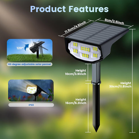 IP68 4 Pack) Solar Spot Lights Outdoor Waterproof, Ultra-Bright PerformanceSimple Modes for Easier Operation, Auto