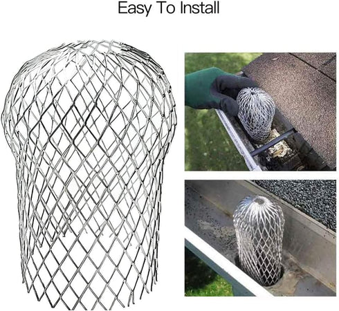 4 Pack Gutter Guards - Expand Aluminum Strainer Filter, Downspout Protectors, Stops Blockage Leaves Debris (3.5 Inch)