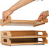 Okllen 3 Pack Stackable Paper Trays, Bamboo Desk Letter Tray Set for A4 Paper, Magazine, Office Supplies