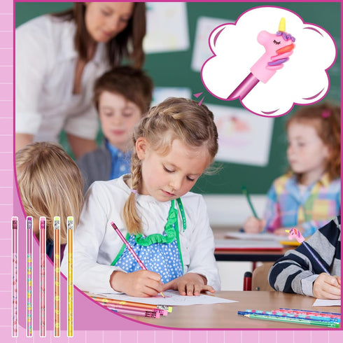 Glenmal 100 Pcs Scented Pencils for Kids, HB Graphite with Cartoon Pencil Toppers, Gift for School
