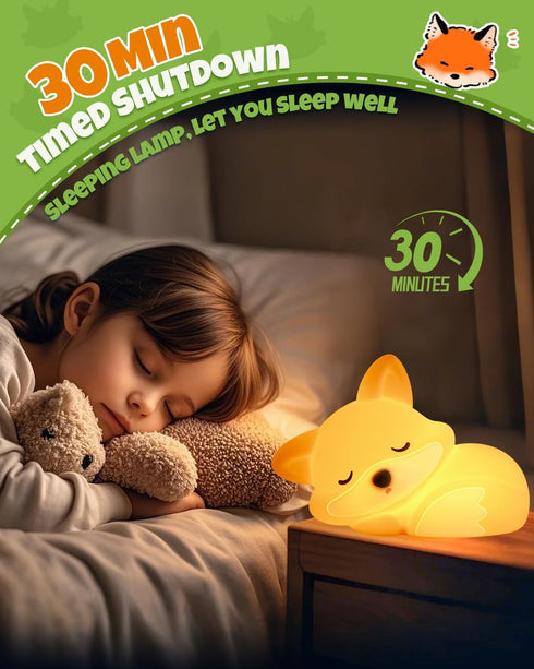 2 Dimmable, Cute Fox Night Light, Animal Lamp, Food Grade Silicone, Rechargeable, Level Squishy Nursery Nightlight