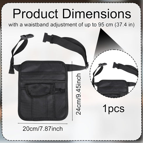 Penitue Server Pouch, Black Oxford Cloth Server Waist Pouch with Belt Versatile Serving Waist Apron Bag Adjustable