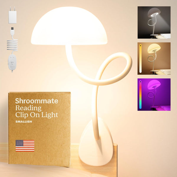 Shroommate Clip On Light and Bed Headboard Lamp, Bedside Table Lamp for