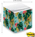 Tropical Sticky Note Cube, 2.75" Memo Block, Printed on 4 Sides, Boho Botanical Design