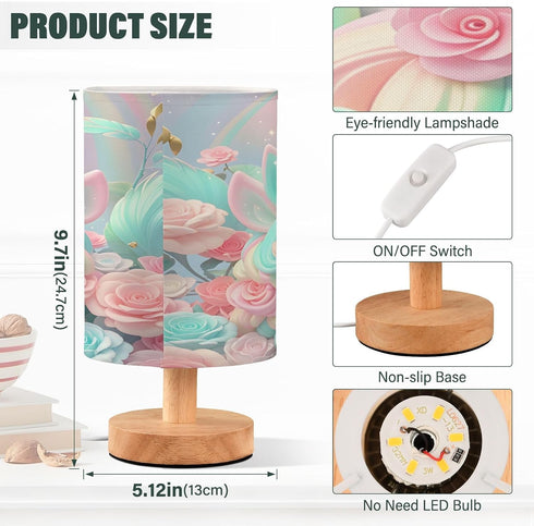 Bulb ALAZA Unicorn Lovely Rose Flower Decor Bedside Table Lamp with USB Port for Bedroom Nightstand Office Desk LED