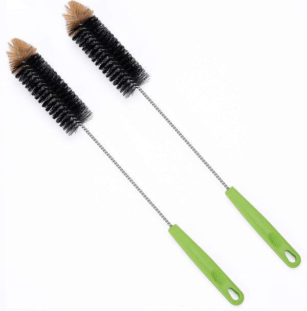 Long Handles Bottle Brush Set - 2 Pack Bendable Cleaning Scrubbing Brush for Bottles, Cups, Sinks