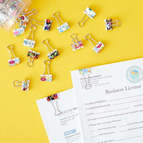 Juvale 40-Pack Small Cute Binder Clips - 1.5 x 0.75 in Multicolor Floral Design, Durable Iron Clips for Document