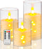 Da by Flameless Candle for Outdoor Use, Battery Powered LED Pillar Candle with Remote Control, 3 Piece Set