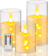 Da by Flameless Candle for Outdoor Use, Battery Powered LED Pillar Candle with Remote Control, 3 Piece Set