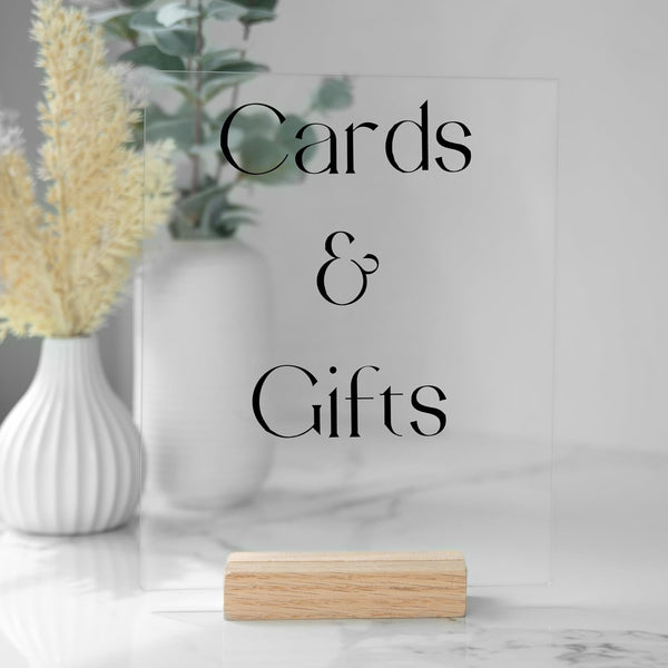 Ilyapa Acrylic Sign Holders with Natural Wood Stands, 4 Pack - 8x10 Inch Blank Table Numbers for Wedding Reception