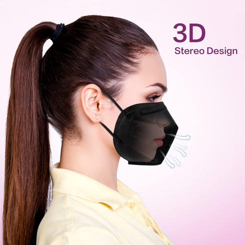 KN95 Disposable Face Mask 25 Pack - 5-Ply Breathable Safety Masks for Men and Women, Black