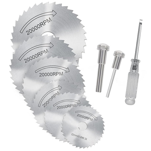 Cutting Wheel Set for Drills, 8Pcs HSS Rotary Tool Saw Blades with 1/8" Mandrel and Screwdriver