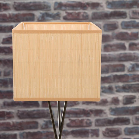 Homoyoyo Bamboo Lamp Shade Medium Square Lampshade Vintage Woven Chandelier Lampshade Clip On Light Cover for Table